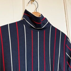 Turtleneck Long Sleeve Navy Stripe Schoolgirl Dress